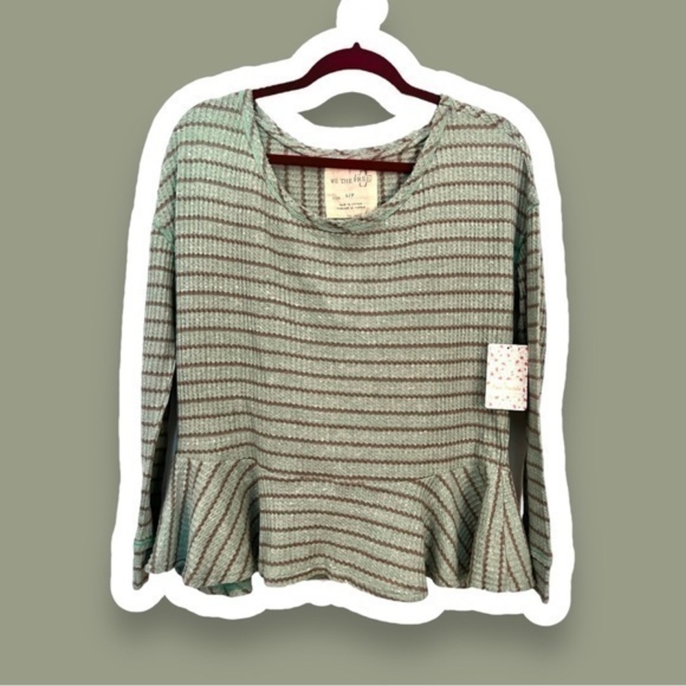 FREE PEOPLE S Auntie Em Peplum Thermal in Seafoam